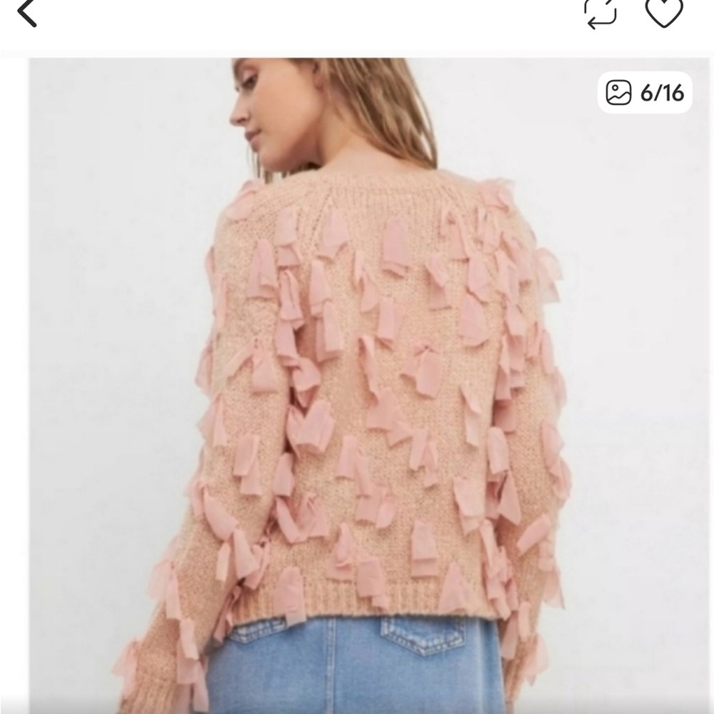 Free the Roses Blush Ribbon-Trim Cardigan - Picture 5 of 5